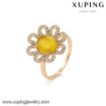 14738 Best selling diamante zircão forma de flor 18 k anel de dedo de ouro anéis de design para as mulheres